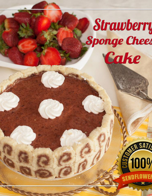 Strawberry Sponge Cheese Cake - Online Cakes Delivery - Sendflowers.pk