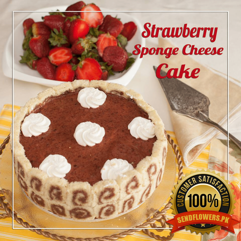 Strawberry Sponge Cheese Cake - Online Cakes Delivery - Sendflowers.pk