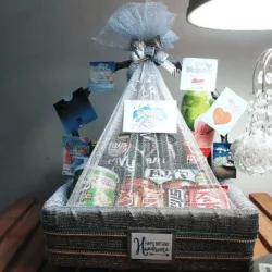 Silver Love Square Basket - online chocolate baskets