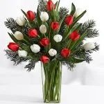 Tulips with Fresh Douglas Fir SendFlowers To Pakistan