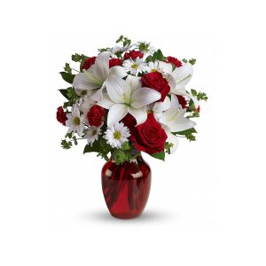 Red and White Roses SendFlowers To Pakistan