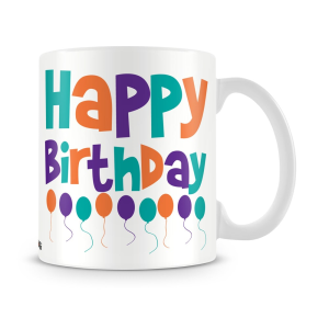 Happy Birthday Balloons Mug White - SendFlowers.pk