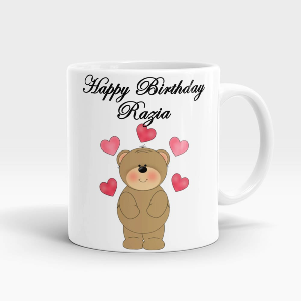 Happy Birthday Name Teddy Mug White - SendFlowers.pk