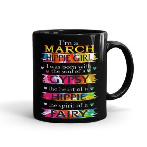 March Hippie Girl Mug Black - SendFlowers.pk