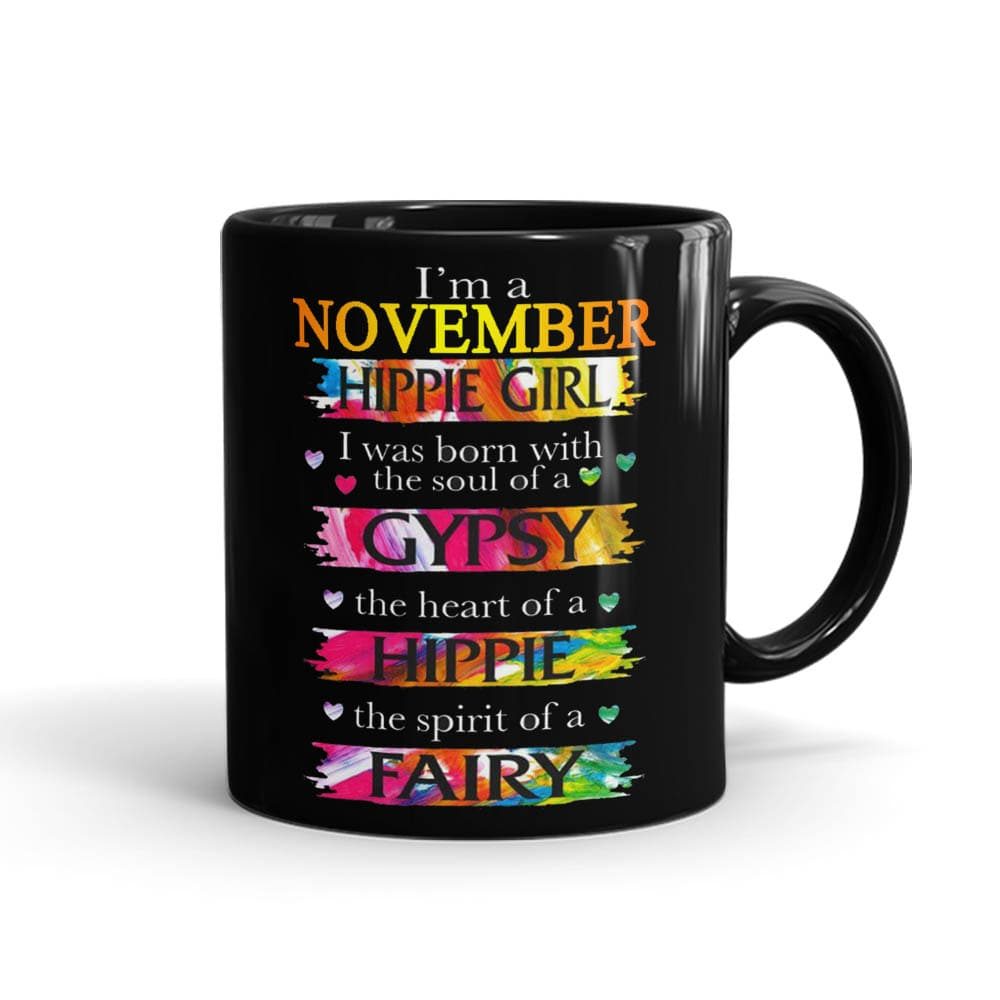 November Hippie Girl Mug Black - SendFlowers.pk