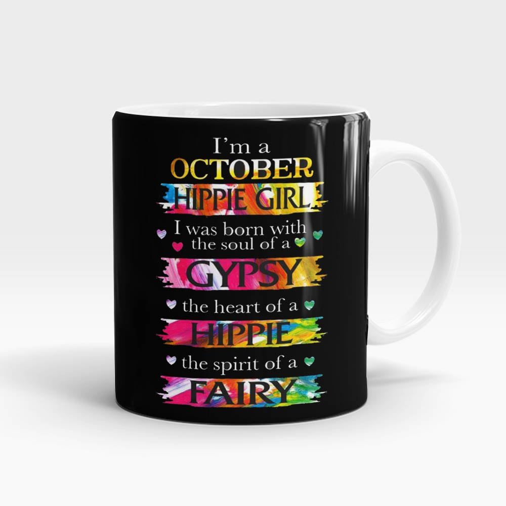 October Hippie Girl Mug – Month Customizable White - SendFlowers.pk