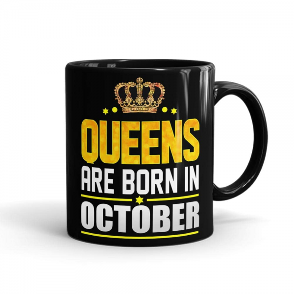 Queens Born In October Mug Black - SendFlowers.pk