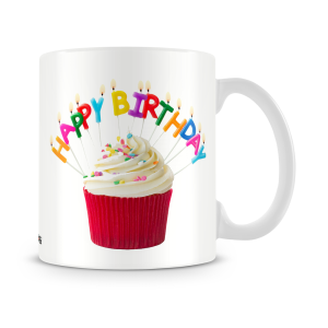 Red Cupcake Birthday Mug White - SendFlowers.pk