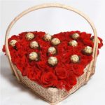 Splendor Ferrero Roses Heart Basket - SendFlowers.pk
