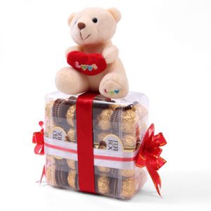 Ferrero Chocolates and Cute Teddy Bear - SendFlowers.pk