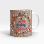 Wooden theme Name Birthday Mug White - SendFlowers.pk