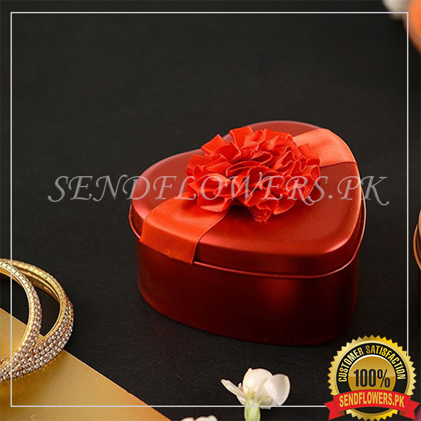 Premium Aztec Tin Heart Box - SendFlowers.pk