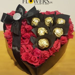 Delivery of Golden Love Heart Flowers in Pakistan