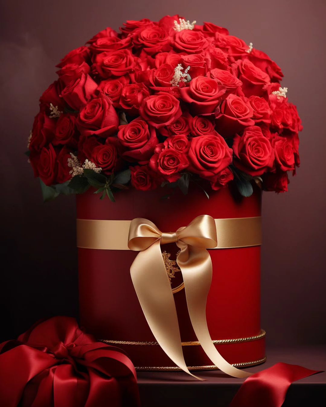 Red Flowers Gift Box Romantic