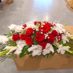 Red and White Flowers Lahore - Sendflowers.pk