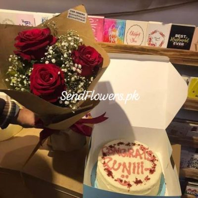 Flowers and Cake for Anniversary Lahore - SendFlowers.pk