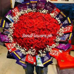 Big Flower and Chocolate Bouquet - SendFlowers.pk