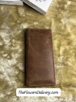 Brown Leather Long Wallet Pakistan - SendFlowers.pk