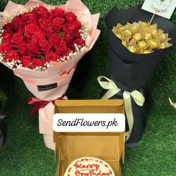 Cake and Flowers Combo Lahore - SendFlowers.pk