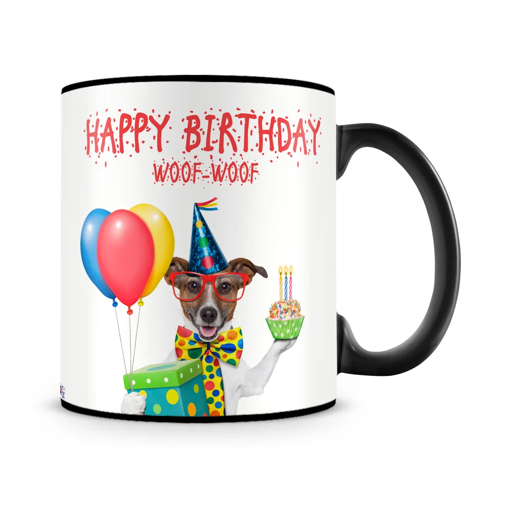 Woof Woof Birthday Mug Black - SendFlowers.pk