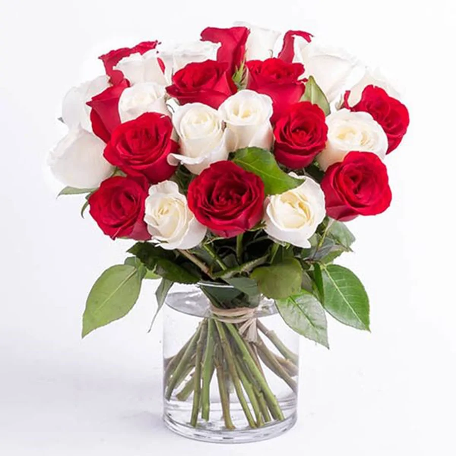 Delivery of Red and White Flowers on Father's Day
