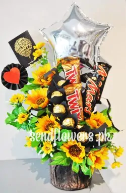 Delivery of SunFlowers Choco Box in Pakistan