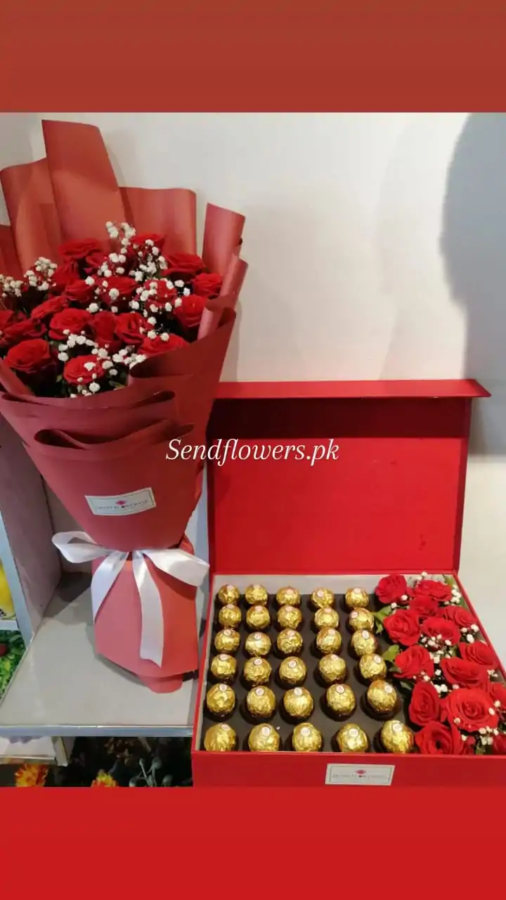 Valentine Flower & Chocolates Lahore - SendFlowers.pk